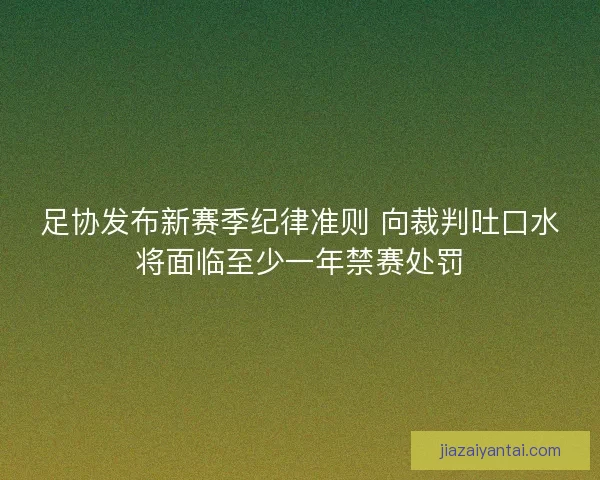 足协发布新赛季纪律准则 向裁判吐口水将面临至少一年禁赛处罚